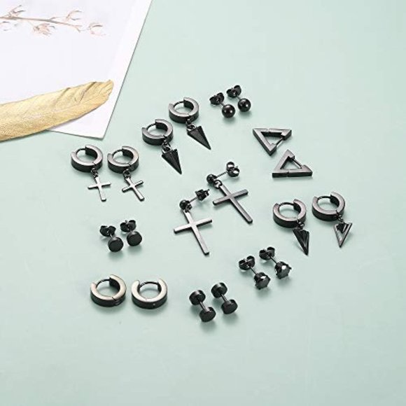 Stainless Steel Punk Goth Earrings Set - Picture 1 of 7